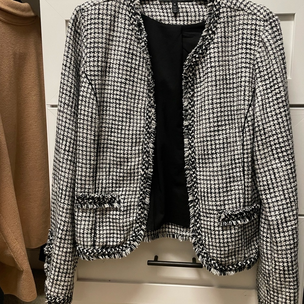 Women's Black and White Tweed Jacket